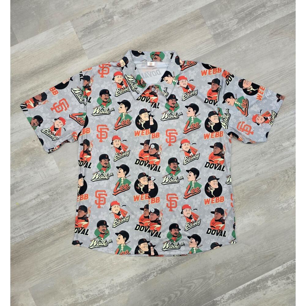 San Francisco Giants Hawaiian Shirt Mens XL MLB Baseball SGA Caricature Giveaway